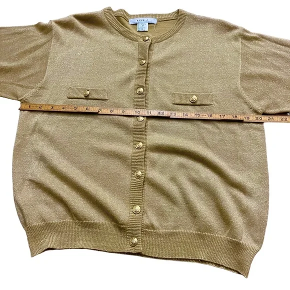 Sold/// 1990’s Vintage Blousy Gold Lurex Cardigan, Size Medium - Picture 7 of 8